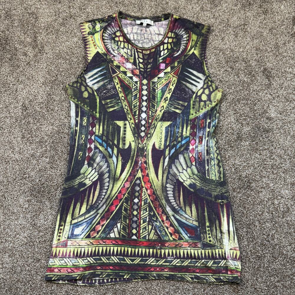 IRO Linen Print Top Roza Abstract Artsy Art To Wear Size Medium Slub Retro Tunic